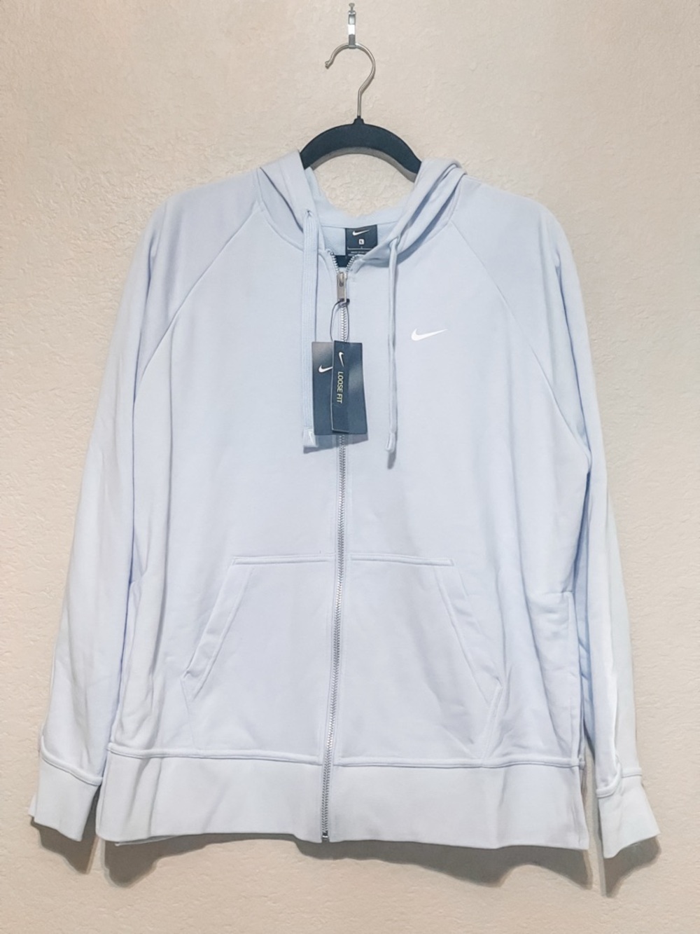 Nike Pale Blue Full-Zip Hoodie with White Swoosh